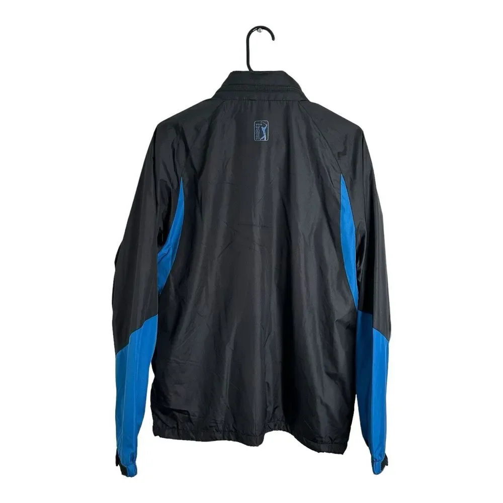 PGA Tour Men' Official Long Sleeve Hoodie WindbreakerFull‎ Zip Black/Whit…